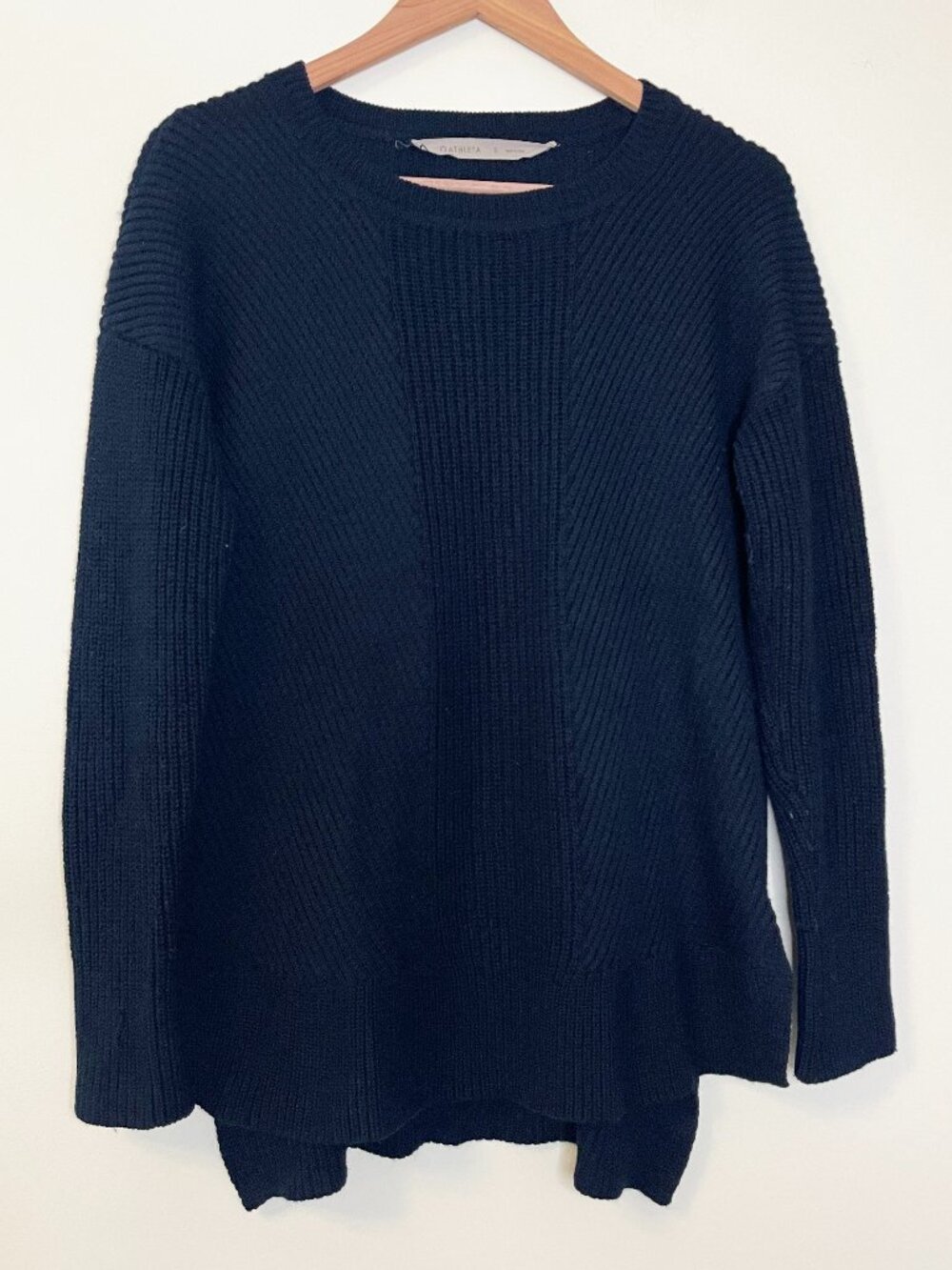 Athleta Navy Blue Merino Wool Blend Ribbed Sweater Size Small